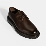 Erkek Kahve Bağcıklı Deri Klasik Ayakkabı
