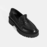 Kadın Siyah Deri Loafer