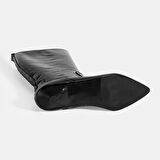 Kadın Siyah Kroko Baskılı İnce Topuklu Rugan Deri Çizme