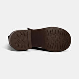 Kadın Kahve Ayarlanabilir Metal Tokalı Mary Jane Süet Ayakkabı