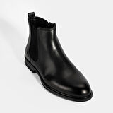 Erkek Siyah DesaComfort Lastikli Deri Bot