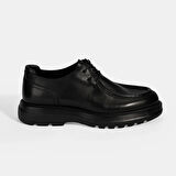 Erkek Siyah Bağcıklı Deri Klasik Ayakkabı