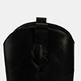 Kadın Siyah Kalın Topuklu Deri Çizme