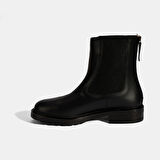 Kadın Siyah  Lastikli Deri Chelsea Bot