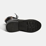 Kadın Siyah Bağcıklı Deri Postal Bot