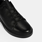 Erkek Siyah Bağcıklı Deri Günlük Ayakkabı