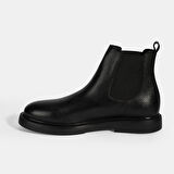 Erkek Siyah Lastikli Deri Bot