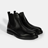 Erkek Siyah Lastikli Deri Bot