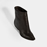 Kadın Kahve Katlama Detaylı Topuklu Deri Bot