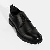 Erkek Siyah Bağcıklı Deri Klasik Ayakkabı