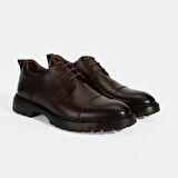 Erkek Kahve Bağcıklı Deri Klasik Ayakkabı