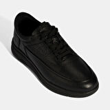 Erkek Siyah Bağcıklı Deri Günlük Ayakkabı