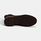 Kadın Kahve Metal Aksesuarlı Süet Bot