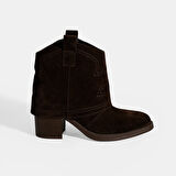 Kadın Kahve İşleme Detaylı Kalın Topuklu Bot