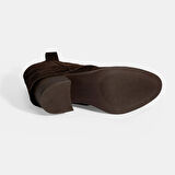 Kadın Kahve İşleme Detaylı Kalın Topuklu Bot