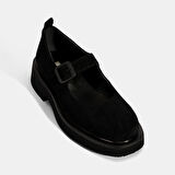 Kadın Siyah Ayarlanabilir Tokalı Mary Jane Süet Günlük Ayakkabı