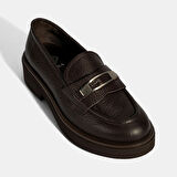 Kadın Bordo Bağcıklı Kalın Tabanlı Deri Günlük Ayakkabı