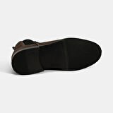 Kadın Kahve Lastik Detaylı Süet Deri Bot