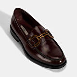 Kadın Bordo Metal Toka Aksesuarlı Rugan Loafer