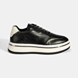 Erkek Siyah Bağcıklı Deri Spor Ayakkabı