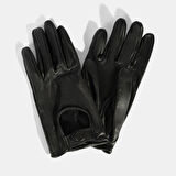 Kadın Siyah Tokalı Deri Eldiven