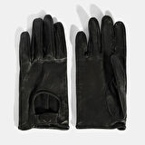 Kadın Siyah Tokalı Deri Eldiven