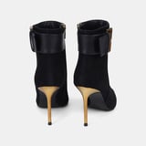 Kadın Siyah Deri Kemer Detaylı Süet Stiletto Bot