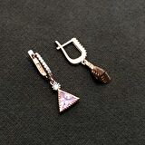 Pembe Zirkon Taşlı Rose Kaplama Gümüş Kadın Küpe