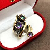 Mistik Topaz Taşlı 925 Ayar Otantik Gümüş Kadın Yüzük