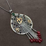 Elif Vav Harfli Oksitli Telkari Gümüş Kadın Kolye