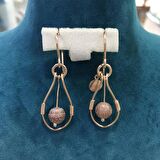 Akik Taşlı Rose Kaplama Kadın Gümüş Küpe