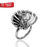 Ying Yang Tasarım Gümüş Zirkon Yüzük