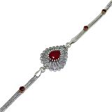 Yakut Taşlı Damla Model Telkari Kadın Gümüş Bileklik