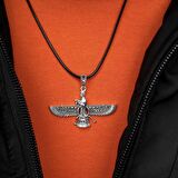Markazit Taşlı Orta Boy Unisex Ahura Mazda Gümüş Kolye