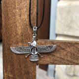 Markazit Taşlı Büyük Boy Unisex Ahura Mazda Gümüş Kolye