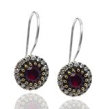 Yakut Taşlı Zirkon Süsleme Otantik Kadın Gümüş Küpe