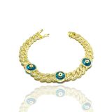 Nazar Boncuklu Altın Kaplama Zirkon Gümüş Bileklik