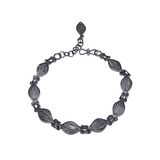 Çekik Model Oksitli Telkari Kadın Gümüş Bileklik