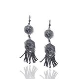 Sallantılı Çiçek Model Oksitli Telkari Gümüş Küpe