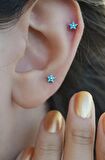 Firuze Mini Çiçek Piercing Tragus Helix Kıkırdak