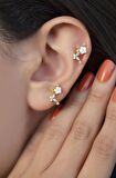 Gold Manolya Çiçek Piercing Helix Kıkırdak