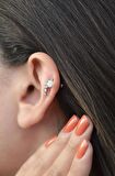 Manolya Çiçek Piercing Helix Kıkırdak Gümüş Renk