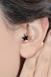 Siyah Yıldız Tragus Helix Piercing Mini Küpe