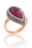 Jasper ve Swarovski Taşlı 925 Ayar Bayan Gümüş Yüzük 201022730