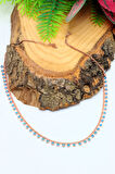 Firuze Taşlı Rose Gold 925 Ayar Gümüş Su Yolu Gerdanlık Şans Kolyesi 201023266