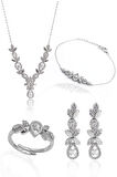Zirkon Taşlı Damla Model 925 Ayar Gümüş Dörtlü Set 201023538