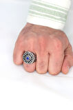 Safir Taşlı 925 Ayar Gümüş Erkek Yüzük 201023725