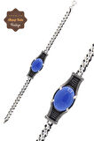 Safir Taşlı 925 Ayar Gümüş Zincir Erkek Bileklik 201023814
