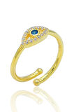 Safir Taşlı Gold Kaplama 925 Ayar Gümüş Kadın Yüzük 201024012