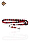 Hareli Kırmızı Siyah Kapsül Kesim Gümüş Püsküllü Ateş Kehribar Tesbih 201024420